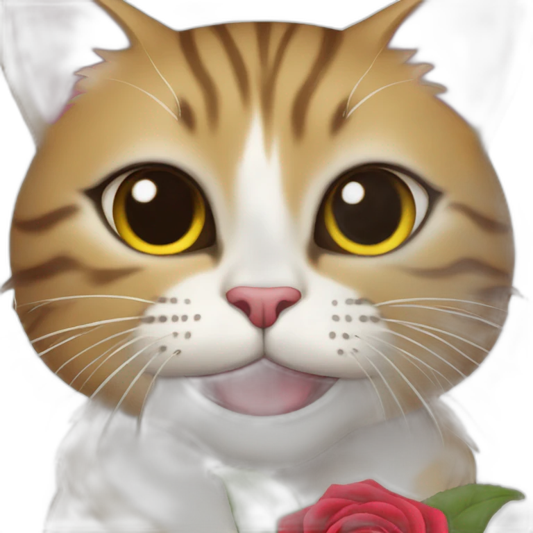 Fancy cat holding a rose in its mouth emoji
