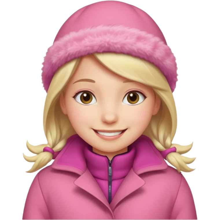 Girl wearing pink winter coat emoji