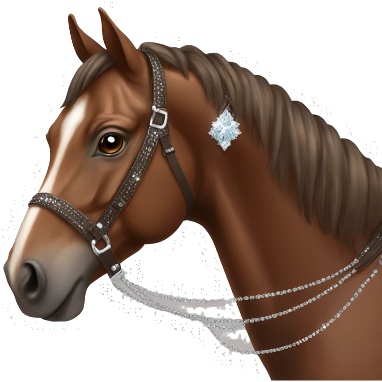 Elegant brown horse with diamond details  emoji