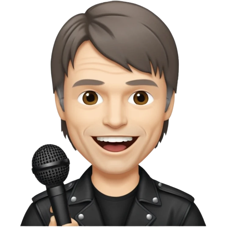 bruce dickinson, metal musician, singing with mirophone emoji