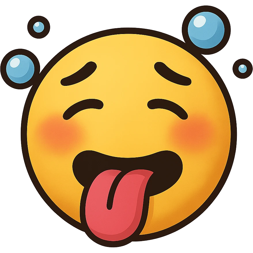yellow face with tongue out, flushed cheeks, and bubbles, drunk, remove background emoji