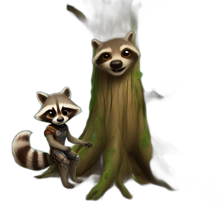 rocket racoon and groot tree emoji