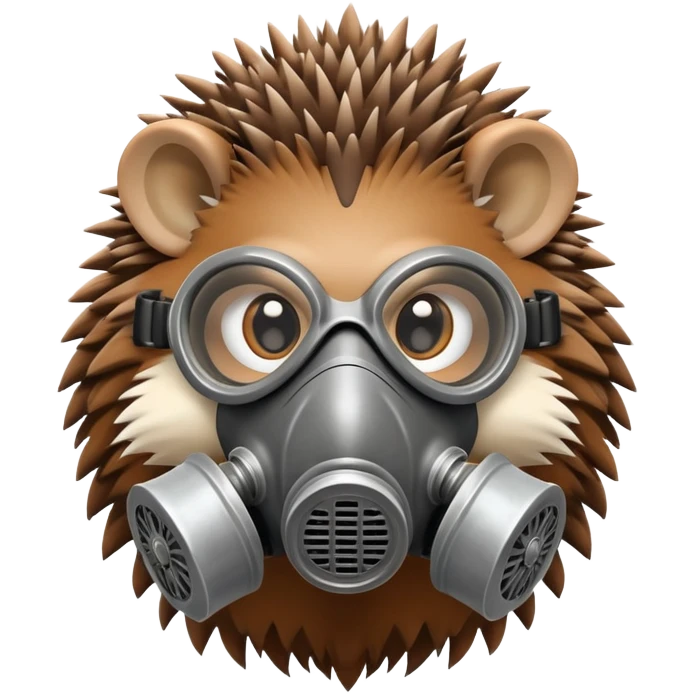 hedgehog wearing a gas mask emoji
