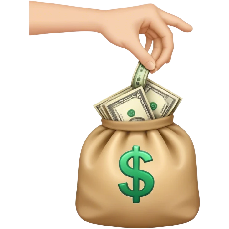 a hand holding a bag of money emoji