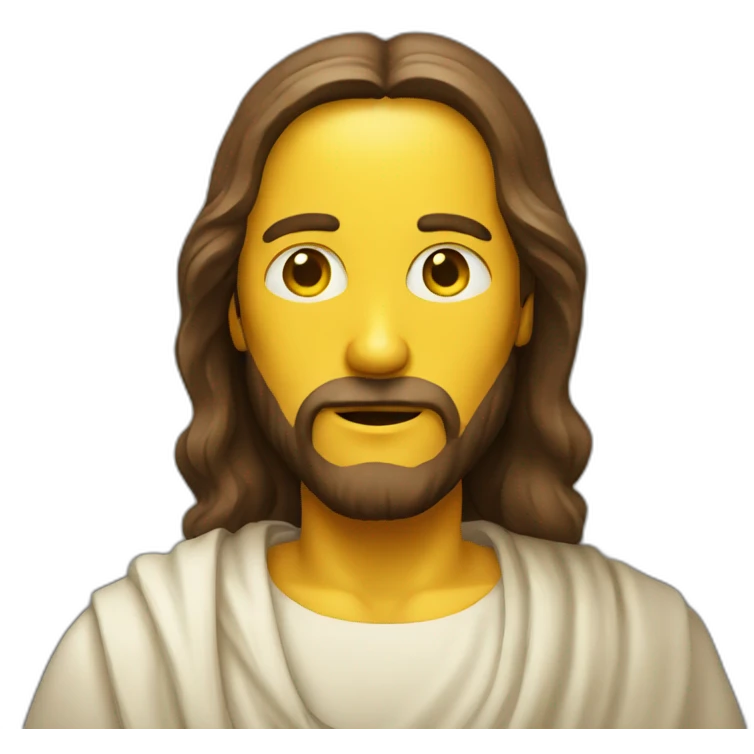 jesus with a yellow cheese face emoji