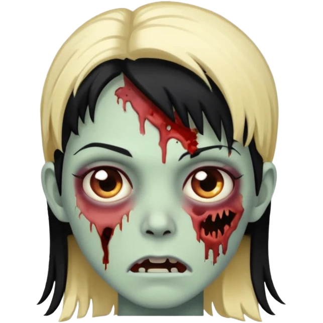 faca o icon de um zombie c cabelo preto e a parte lateral no degrade loiro emoji