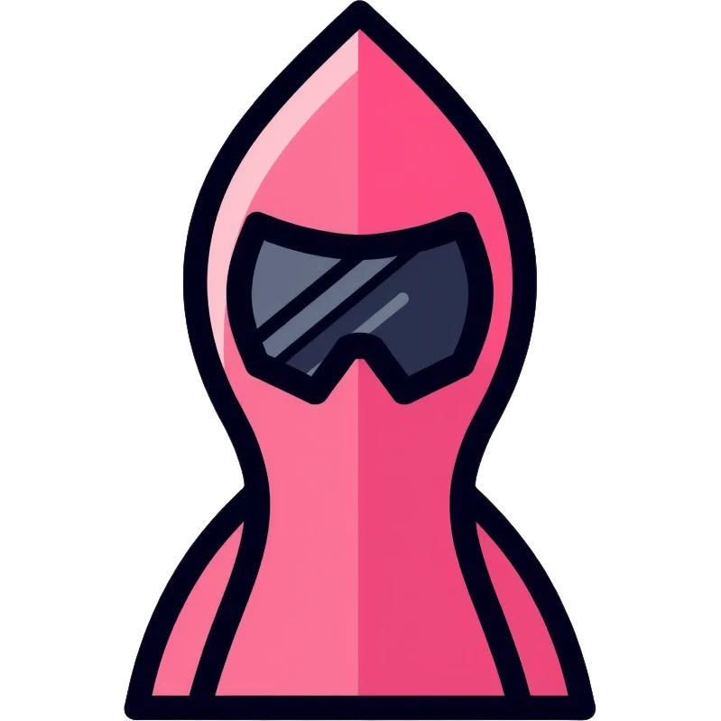 Squid Game guard with pink jumpsuit and black geometric mask emoji