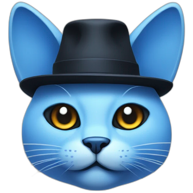 blue cat face with full black eyes and mashroom-hat emoji