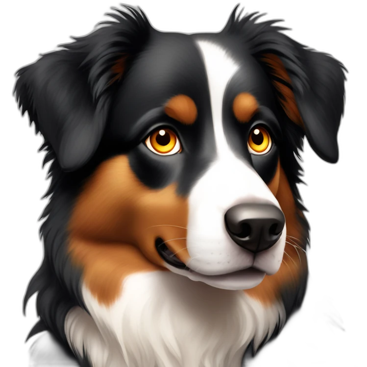 Mini American shepherd red tri yellow eyes emoji