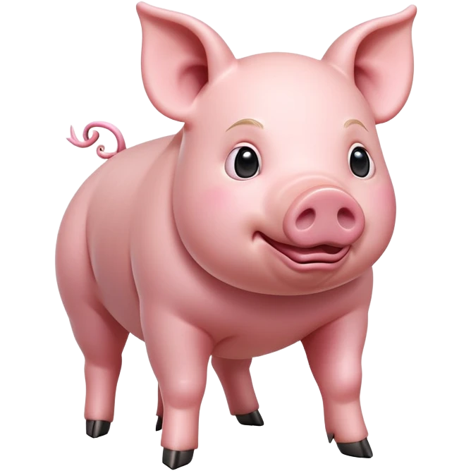 cinematic-[realistic pig]-realistic-full-body-standing-emoji,-tail-flicking-lazily,-head-tilted-dramatically,-sleek-[pink]-skin,-simplified-yet-realistic-focused-features,-highly-detailed,-glowing-with-an-almost-sarcastic-glow emoji