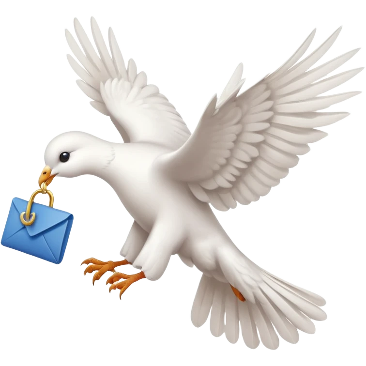a dove flies with a letter in its paws emoji