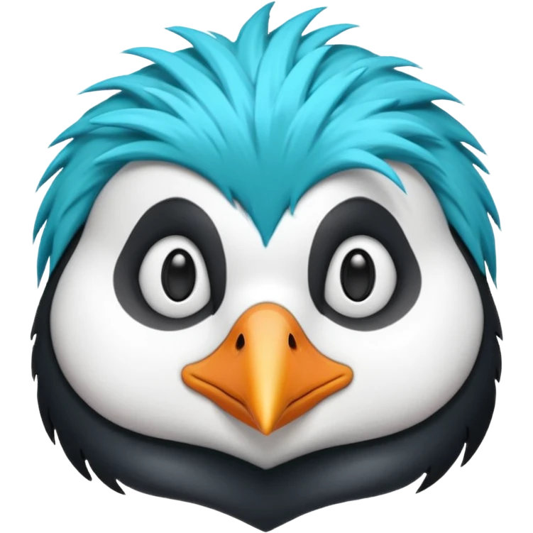 penguin head with turquoise hair emoji