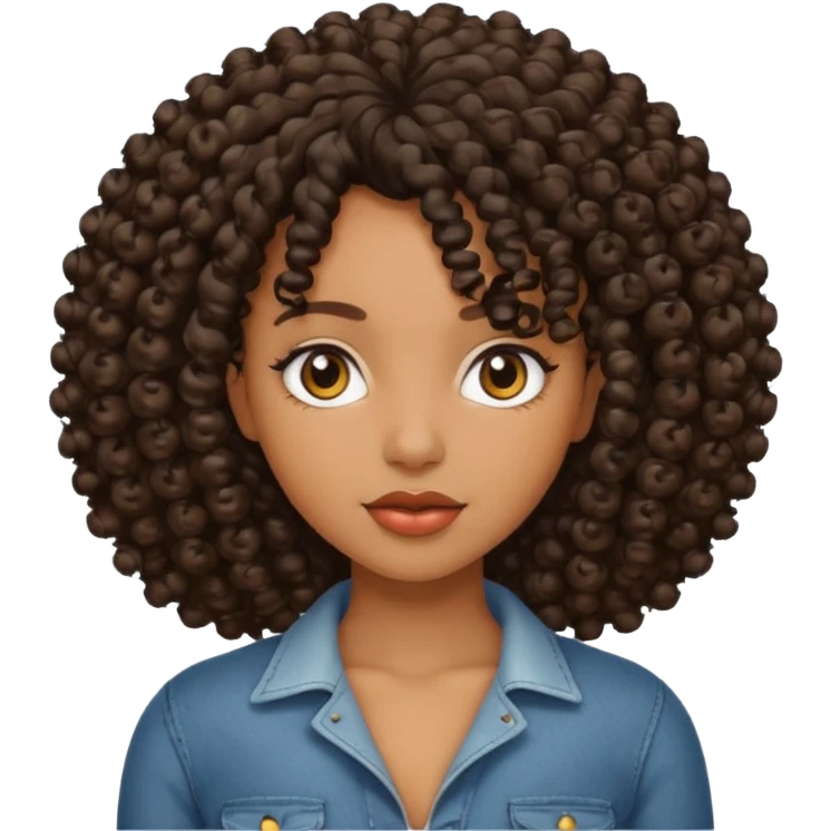 Black girl with curly hair with big bobs emoji