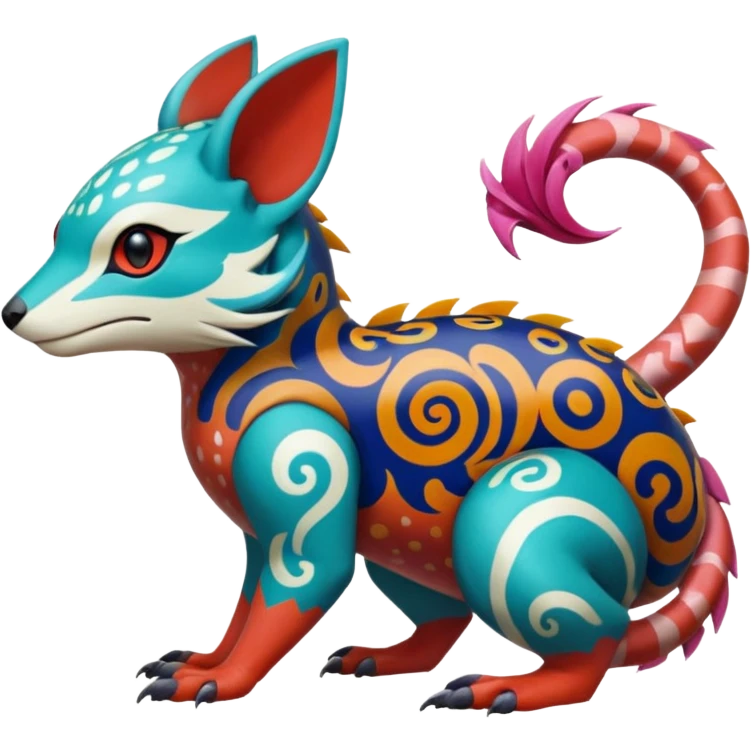  exotic tropical ornate Asian painted cyber-Sleuth-Loyd-Garmaddon-Litten-Linoone-Noibat-Fakémon-Pokémon-Vernid-creature emoji