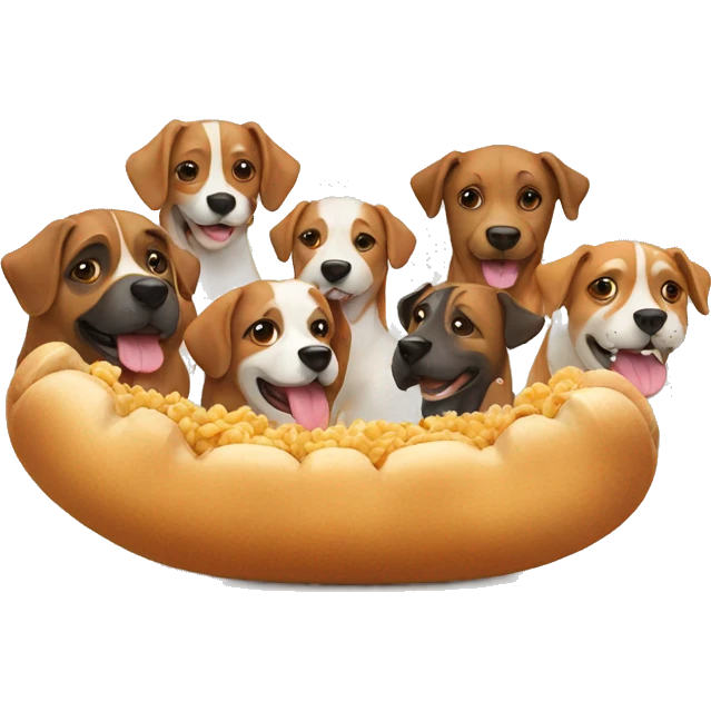 group of dogs eating emoji