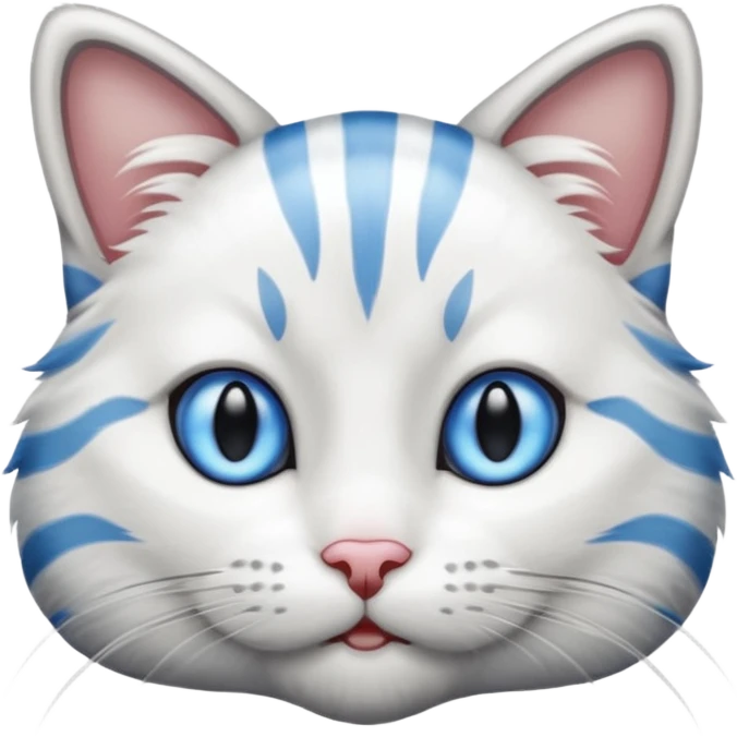 striped cat with blue eyes and white and gray hair emoji