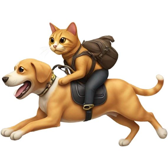 Cat riding a dog  emoji