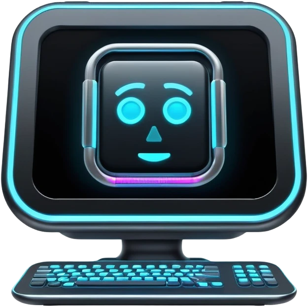 futuristic AI computer with glowing elements emoji