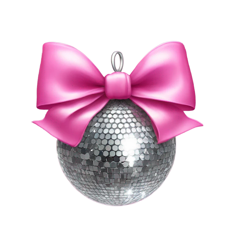 Disco ball with pink bow emoji