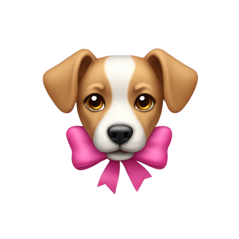 perrito con lazo rosa emoji