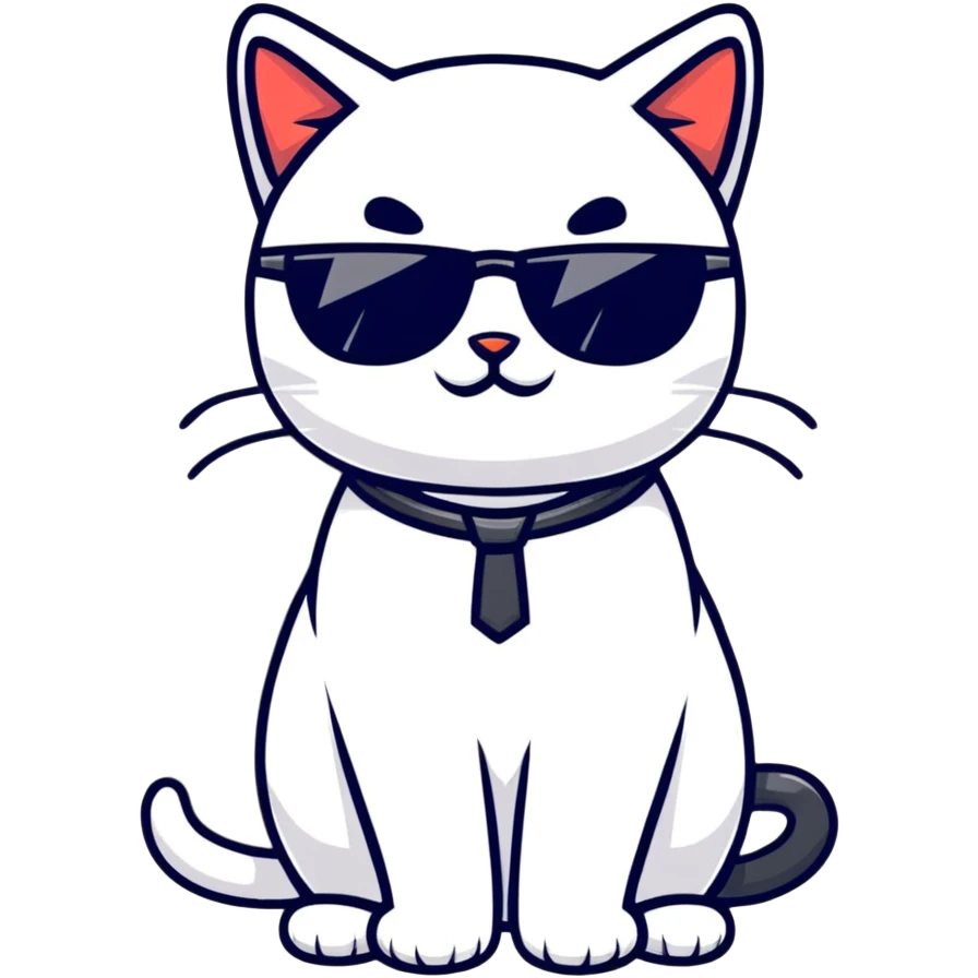cat wearing cool sunglasses proudly showing off his new tuxedo, stylish, confident pose emoji