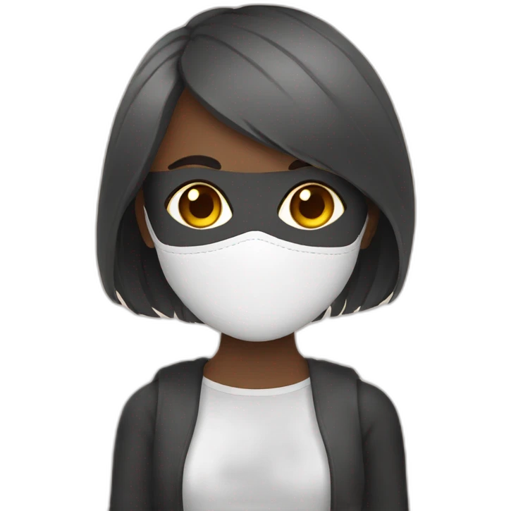 Fille avec un masque chat emoji