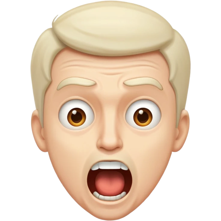white man character with open mouth, expressive, as if loudly saying emoji
