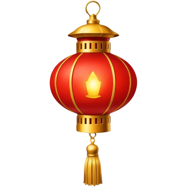 A red lantern with gold tassels glowing softly. emoji