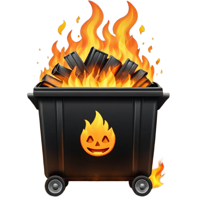Trash dumpster on fire emoji