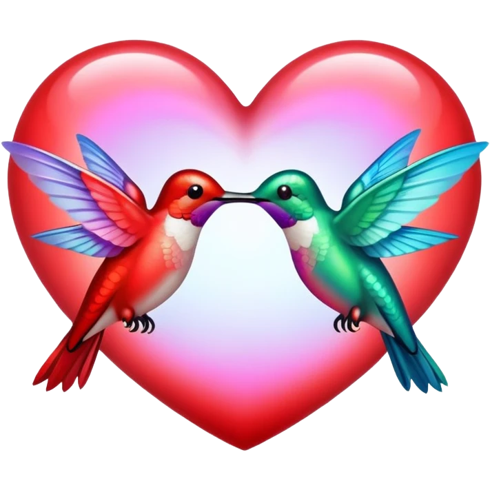 Heart with two hummingbirds on each side  emoji