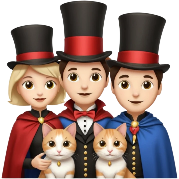 magician couple and their pet cat emoji