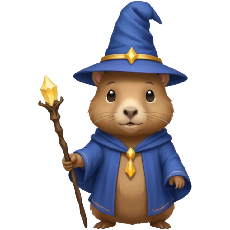 Cute baby capybara wizard emoji