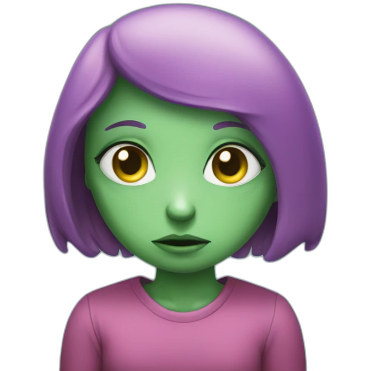 Alien fille triste emoji
