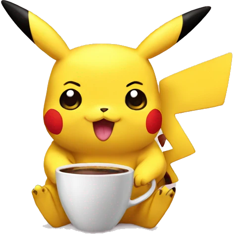 Pikachu drinking coffee emoji