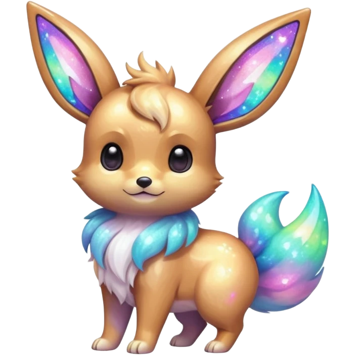 Kawaii Shiny Nebulae Colorful Pastel Iridescent Glittery Eevee Full Body emoji