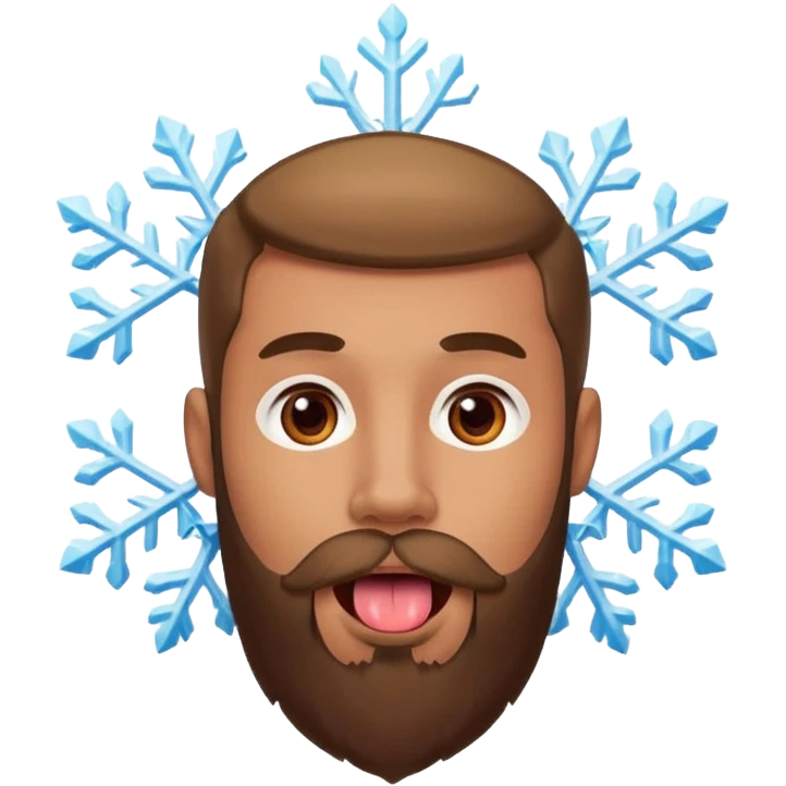 Guy with beard with snowflake on his tongue  emoji