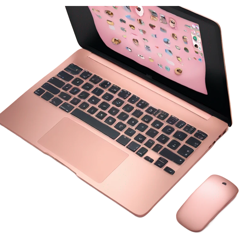 roségold mac book air view of both keyboard and screen  emoji