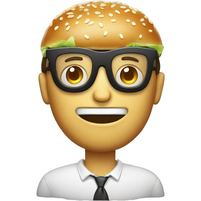 Un homme qui porte des lunettes qui mange un hamburger  emoji