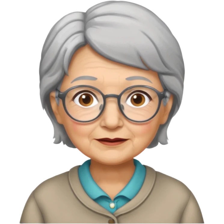 grandmother with glasses and gray hair, grizzle emoji