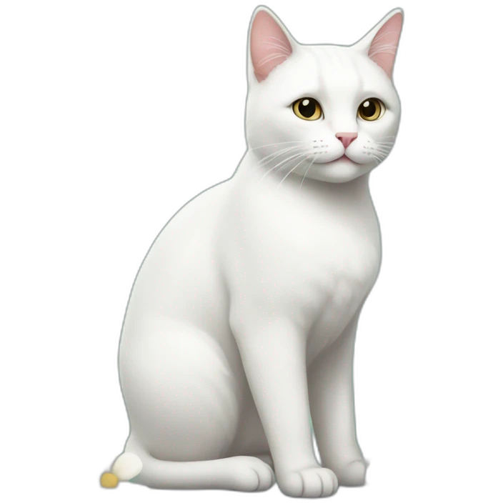 white cat standing with flowers in his paws emoji