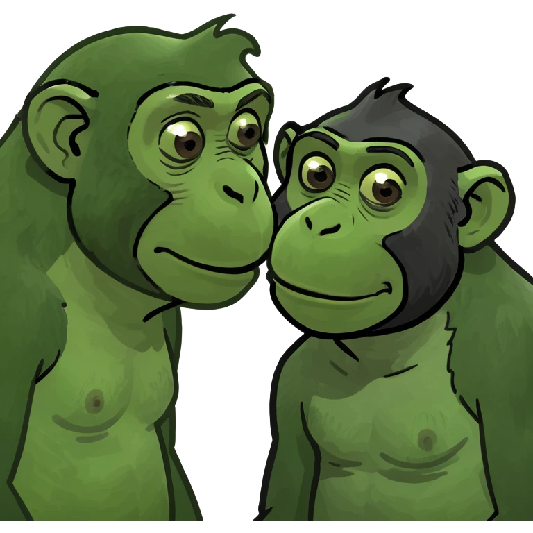 Two chimps side by side looking up and one looking down different personalities  emoji