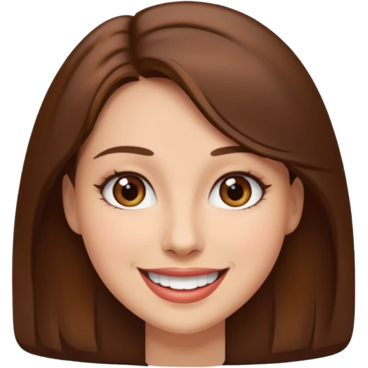 1 woman, hair brown, eyes brown and mouth beautiful emoji