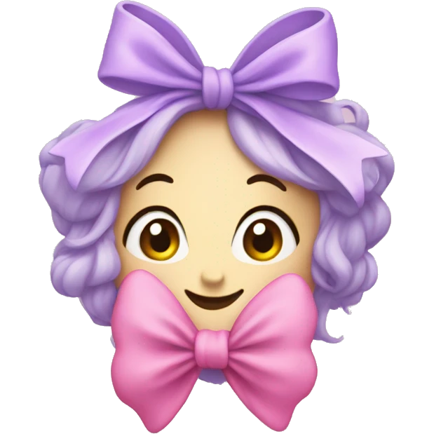 lilac heart with a pink bow emoji