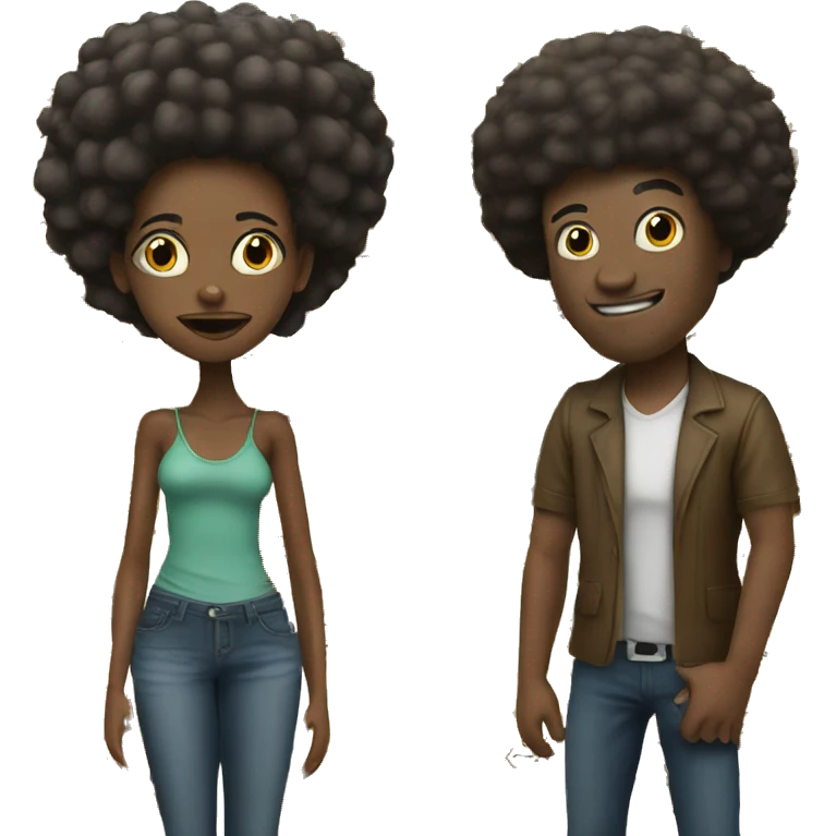 Freaky Afro girl with man emoji