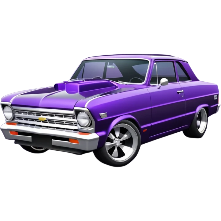 futuristic midnight-purple stealthy black metallic 1965 Chevy Nova SS street rat rod  retro modded emoji