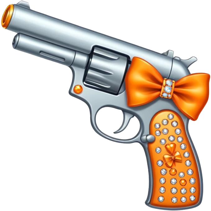 blinged gun with an orange bow emoji