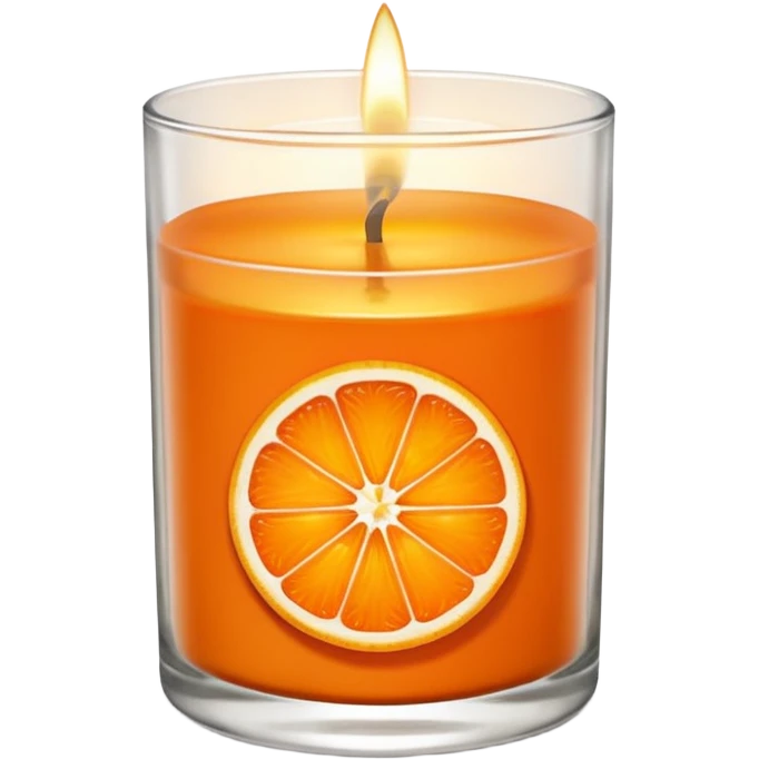 Citrus candle – orange wax in clear glass with slice of orange label emoji