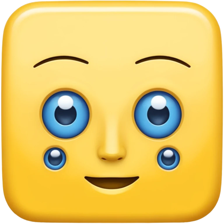 square with yellow body and square blue face square eyes and square mouth emoji