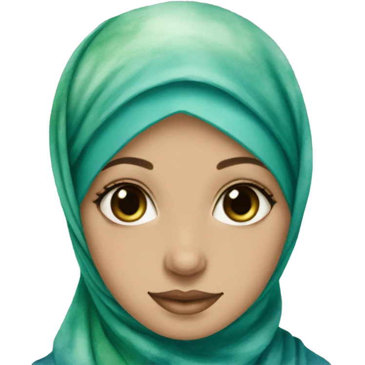 Blue and green watercolor hijab emoji