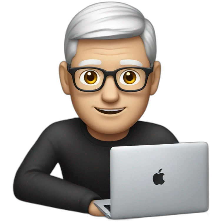 tim cook with a macbook pro emoji